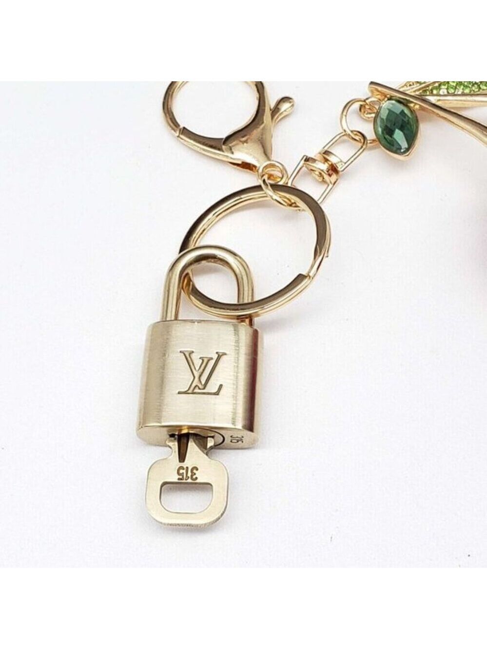 LV Gold Padlock 🔑 Authentic Louis Vuitton Charm + Unbranded Cherry Keychain - Picture 4 of 7